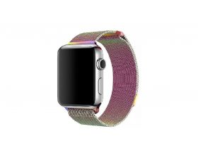 Металлический магнитный браслет  "Миланское плетение" для Apple Watch 38-40 мм цвет радужный