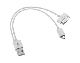 Кабель USB 2 в 1 Орбита BS-3065 переходник USB Samsung/microUSB (белый) 0,3м