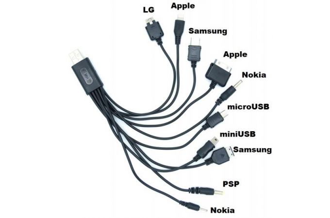 Кабель USB 10 в 1 Орбита OT-SMA14 переходник USB (10 разъёмов) (упаковка 10шт) 0,3м