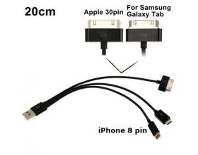 Кабель USB 3 в 1 Орбита TS-3140 переходник USB (Apple iPad, microUSB) (черный)