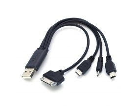 Кабель USB 4 в 1 Орбита BS-417 переходник USB miniUSB/2.0/SAM TAB/ microUSB (черный) 0,3м