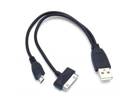 Кабель USB 2 в 1 Орбита BS-414 переходник USB SAM TAB/microUSB (черный) 0,3м