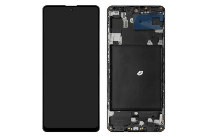 Дисплей для Samsung A715F Galaxy A71 Black в сборе с тачскрином + рамка, OLED (Small glass)