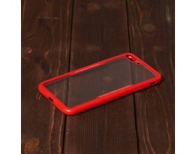 Чехол для iPhone 7+/8+ с красным бампером (прозрачный)