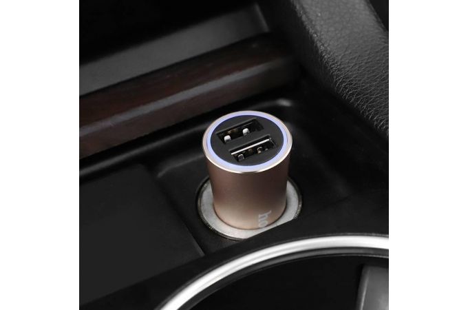 Автомобильное зарядное устройство АЗУ 2USB HOCO Z30A Easy route 3100 mAh (золотой)