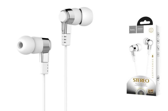 Наушники вакуумные проводные HOCO M52 Amazing rhyme universal wired earphones with mic (белый)