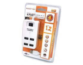 Разветвитель USB HUB 2.0 NN-HB001 на 4 порта с кнопкой включения (белый)