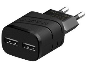 Сетевое зарядное устройство USB Maxvi (TCM-202B) 2 USB (черный)