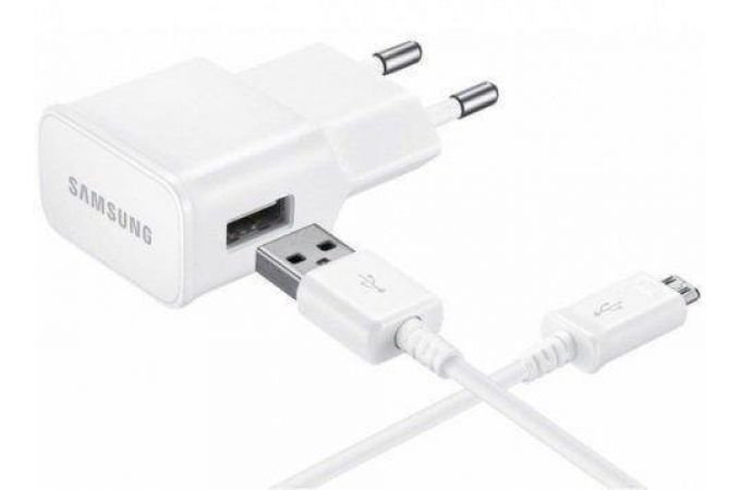 Сетевое зарядное устройство USB + кабель MicroUSB Samsung (EP-TA20EWEUGRU) 2A (белый)