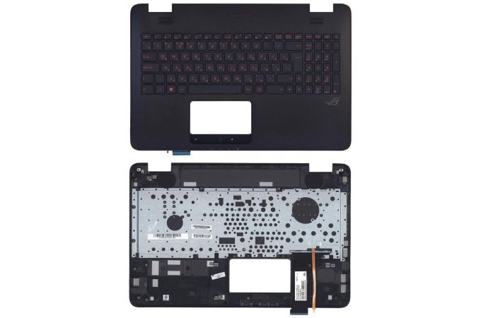 Клавиатура для ноутбука Asus G551, N551 черная топ- панель, красной подсветкой