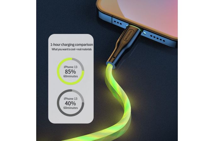 Кабель USB - Lightning SENDEM T28P 3A (зеленый) 1м