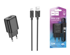 Сетевое зарядное устройство USB + кабель MicroUSB HOCO C134A Solid 2100mAh (черный)