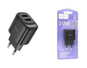 Сетевое зарядное устройство 2USB HOCO C141A Smart 2400mAh (черный)