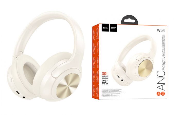 Наушники мониторные беспроводные HOCO W54 Young ANC BT headphones (цвет топленое молоко) с шумоподавлением