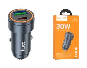 Автомобильное зарядное устройство АЗУ USB + USB-C HOCO Z57A Glorious PD30W+QC3.0 car charger (металлик)