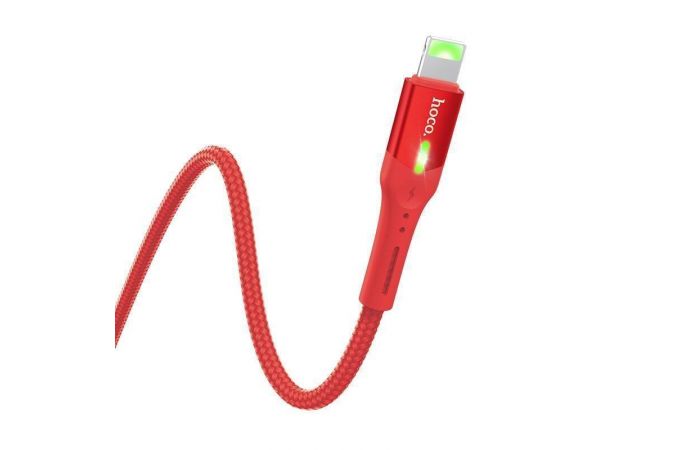 Кабель USB - Lightning HOCO S24, 2,4A (красный) 1,2м (LED дисплей, в оплетке)