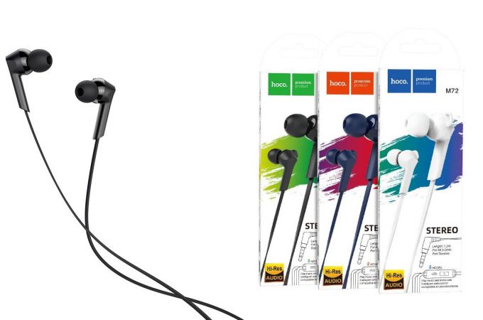 Наушники вакуумные проводные HOCO M72 Admire universal earphones (черный)