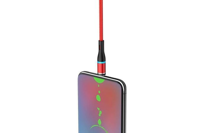 Кабель USB - MicroUSB BOROFONE BU16 2,4A (красный) 1,2м (в оплетке, магнитный)