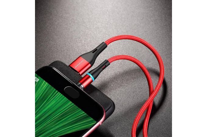 Кабель USB - MicroUSB BOROFONE BU16 2,4A (красный) 1,2м (в оплетке, магнитный)