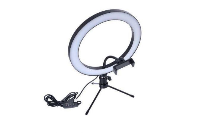 Кольцевая лампа настольная (26 см) для фото и видеосъемки вариант 2 (черный)