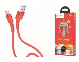 Кабель USB - USB Type-C HOCO U82, 3A (красный) 1,2м (силиконовый, LED индикатор)