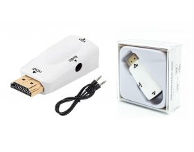 Конвертер переходник HDMI - VGA (папа - мама) белый