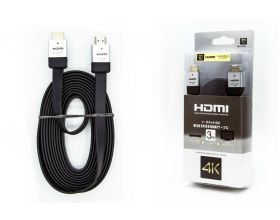 Кабель HDMI (папа - папа) 3 м (V2.0) 4K плоский черный