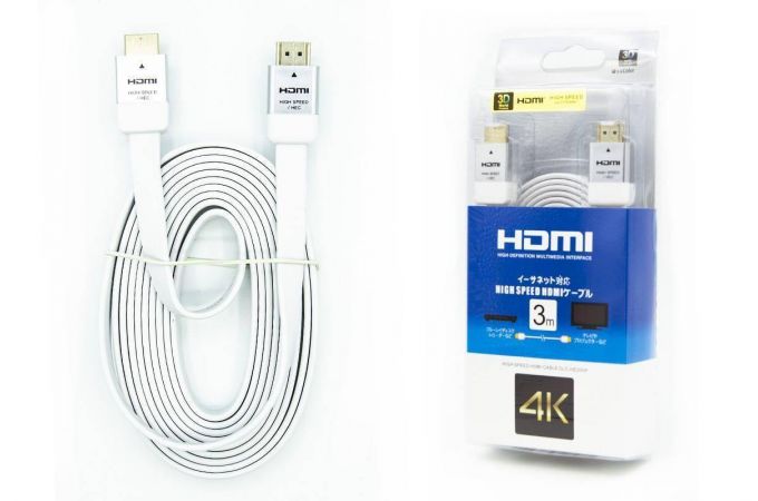 Кабель HDMI (папа - папа) 2 м (V2.0) 4K плоский серебро