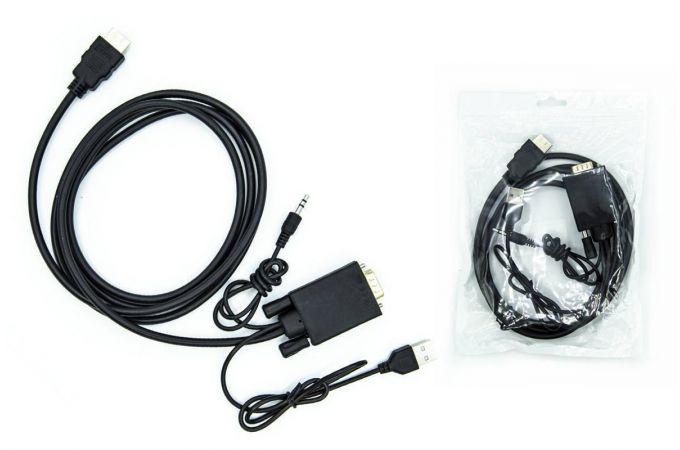 Конвертер переходник HDMI (папа) - VGA (папа) + jack 3.5 + USB кабель 1,8 м