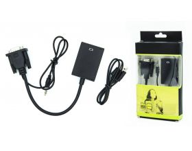 Конвертер переходник VGA + jack 3.5 (папа) - HDMI (мама) кабель 15 см