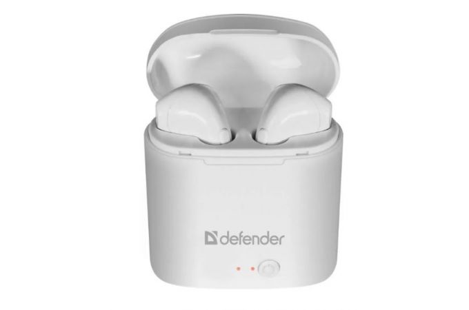 Наушники вакуумные беспроводные Defender Twins 630 Bluetooth (белый)