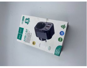 Сетевой адаптер-переходник HOCO NS3 Multifunctional socket (розетка + 2 USB-A+ 1-USB-C ) PD20W Fast (черный) (УЦЕНКА! МЯТАЯ УПАКОВКА)