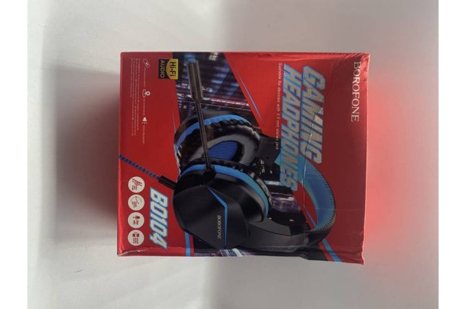 Наушники мониторные проводные с микрофоном BOROFONE BO104 Phantom gaming headphones (синий)  (УЦЕНКА! МЯТАЯ УПАКОВКА)