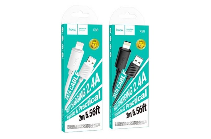 Кабель USB - Lightning HOCO X88 2,4A (белый) 2м