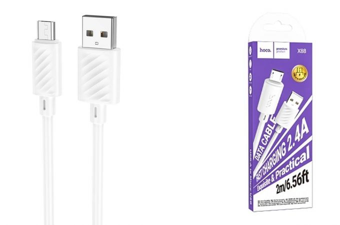 Кабель USB - MicroUSB HOCO X88 (белый) 2м