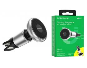 Держатель автомобильный для телефона BOROFONE BH47 Cool air outlet magnetic магнитный в решетку воздуховода серебристо-че