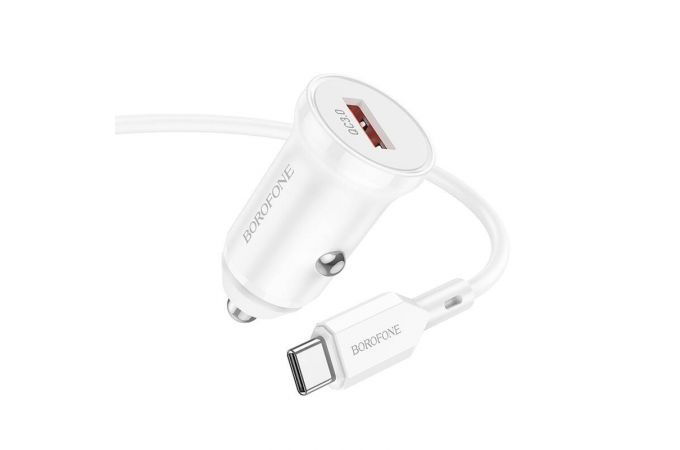 Автомобильное зарядное устройство АЗУ USB + кабель Type-C Borofone BZ18 QC3.0 (белый)