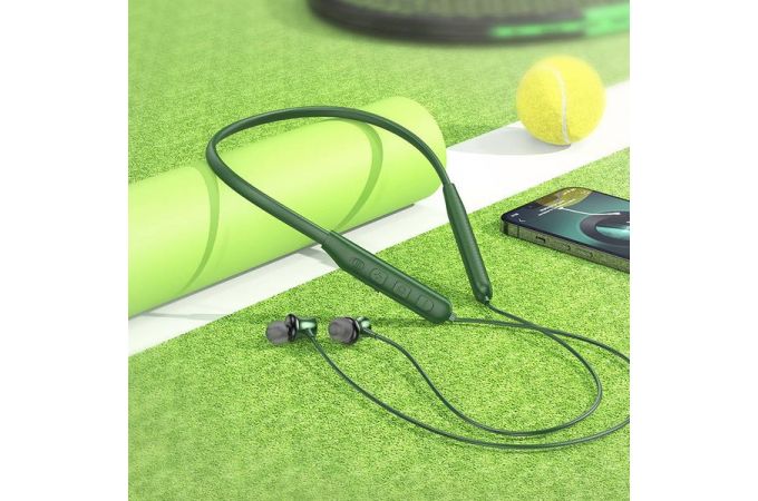 Наушники вакуумные беспроводные HOCO ES64 Easy Sound sports BT earphones headset Bluetooth (темно зеленый)