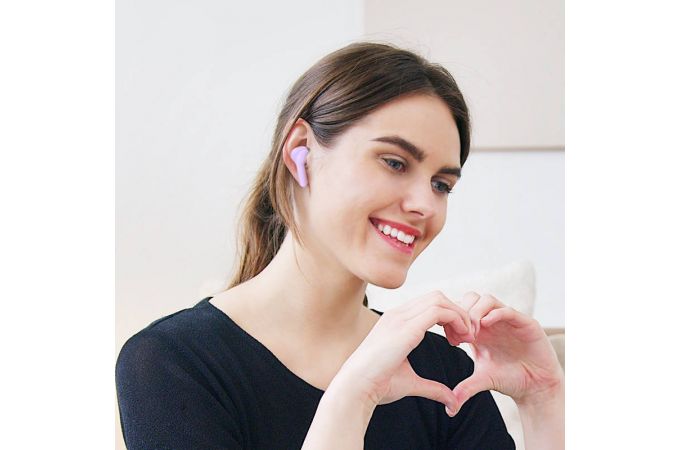 Наушники вакуумные беспроводные HOCO EW39 Bright true wireless ENC BT stereo headset Bluetooth (фиолетовый)