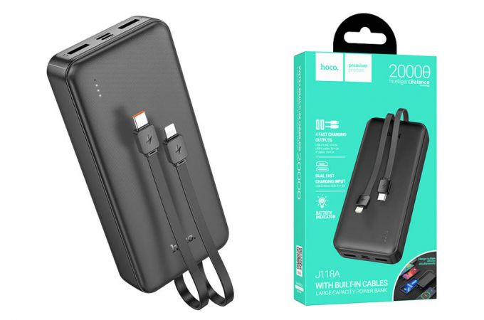 Универсальный дополнительный аккумулятор Power Bank HOCO J118A (20000 mAh) (черный)