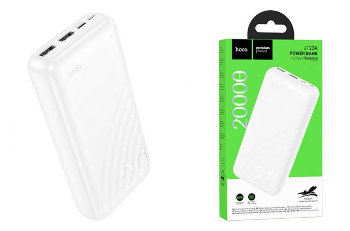 Универсальный дополнительный аккумулятор Power Bank HOCO J123A (20000 mAh) (белый)