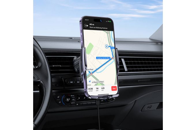 Держатель автомобильный для телефона HOCO CA202 Plus Enlightener infrared induction wireless charging car holder(air outlet) черный