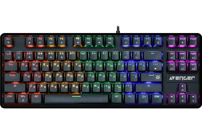 Клавиатура игровая механическая Defender Avenger GK-412 RU черный 87 кл./ OUTEMU Red / радужн. подсветка