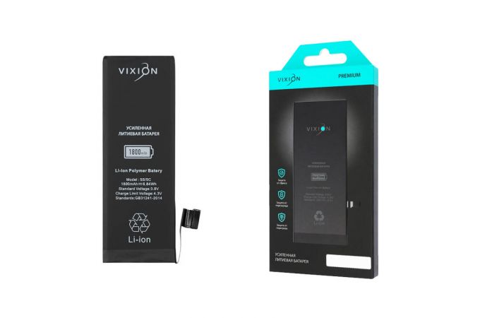 Аккумулятор для iPhone 5S/5C (Vixion) усиленная (1800 mAh) с монтажным скотчем