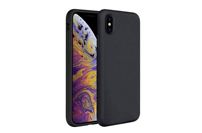 Чехол пластиковый для Apple iPhone XS Max MeanLole, искусственная кожа (черный)