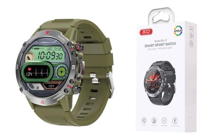 Смарт часы XO J7 AMOLED Screen Square Star Magnetic Round Sports Talking Green