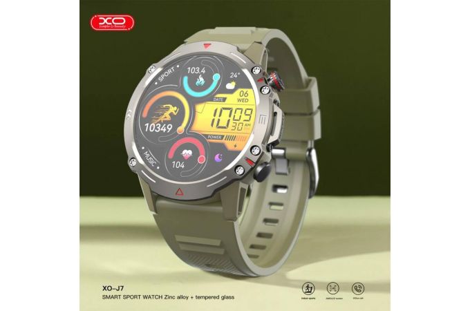 Смарт часы XO J7 AMOLED Screen Square Star Magnetic Round Sports Talking Green