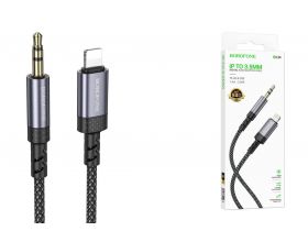 Кабель аудио HOCO BL24 Graceful (штекер Lightning - вход AUX 3.5 мм) 1 метр металлический серый