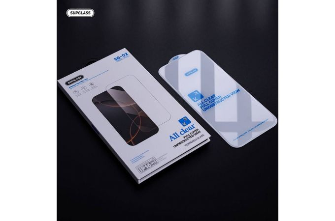 Защитное стекло Supglass SG-02 без черных рамок Transparent Glass All Clear For IPhone 13 / 13 Pro / 14 / 16E (6.1)