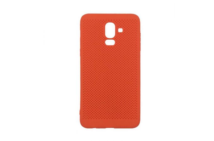 Чехол силиконовый для Samsung J8 (2018) оранжевый с перфорацией силиконовый